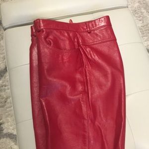 100 %leather Red pants